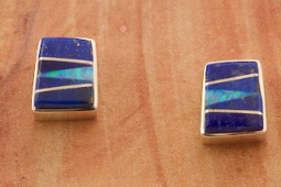 Calvin Begay Genuine Blue Lapis Sterling Silver Post Earrings
